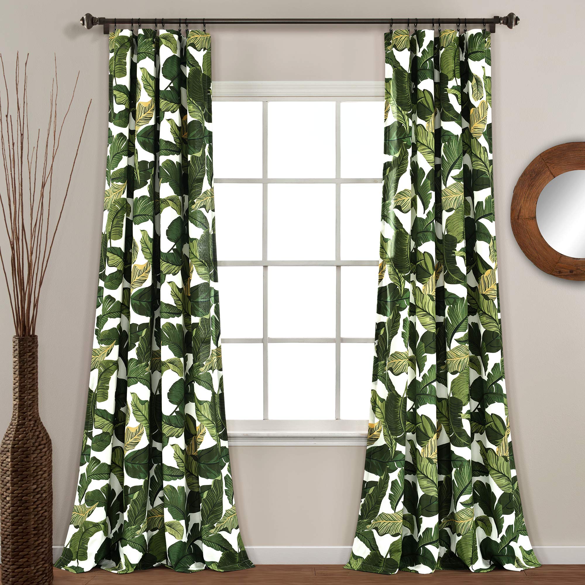 Lush Decor Tropical Paradise Window Curtain Panel Pair, 108' L X 52' W, Green