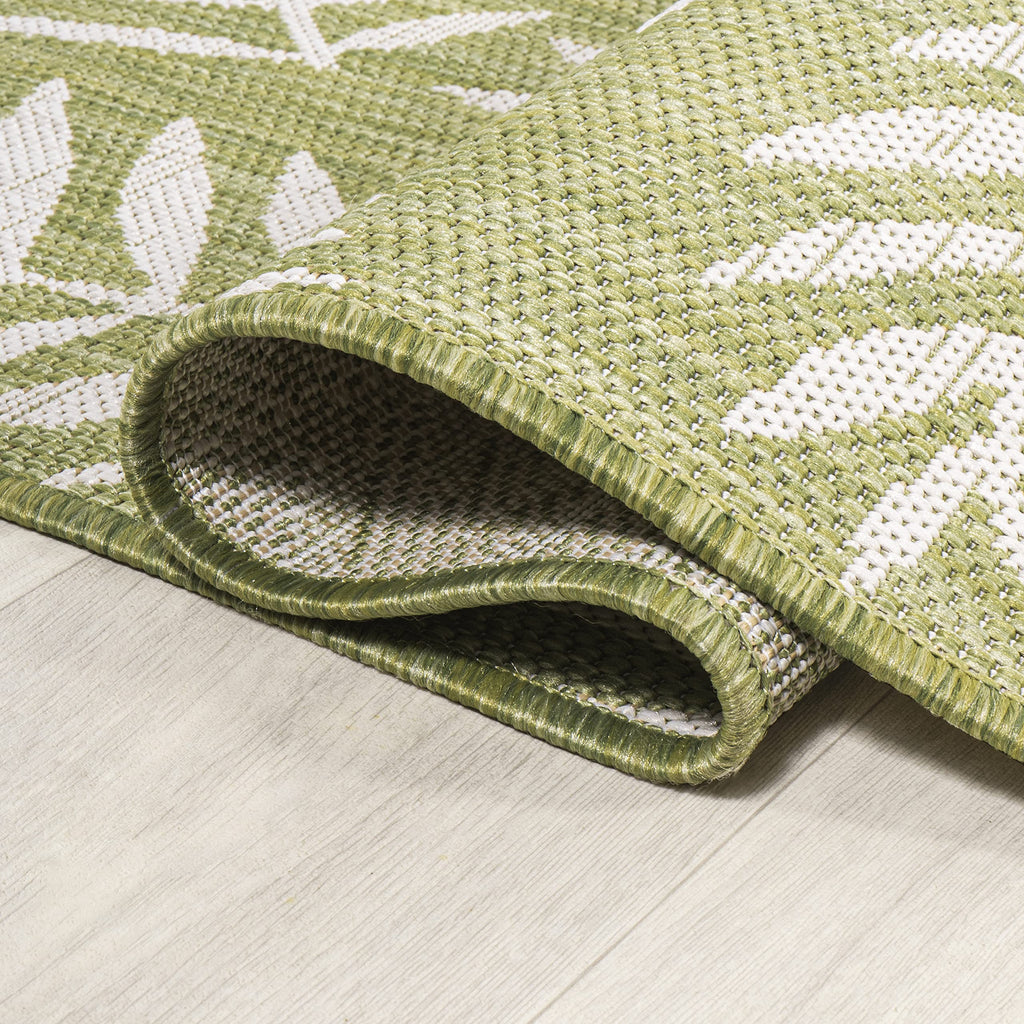 Jonathan Y Smb119D-210 Nevis Palm Frond Indoor Outdoor Area Rug, Coastal Casual Country Easy Cleaning,Bedroom,Kitchen,Backyard,Patio,Non Shedding 2 X 10, Green/Cream
