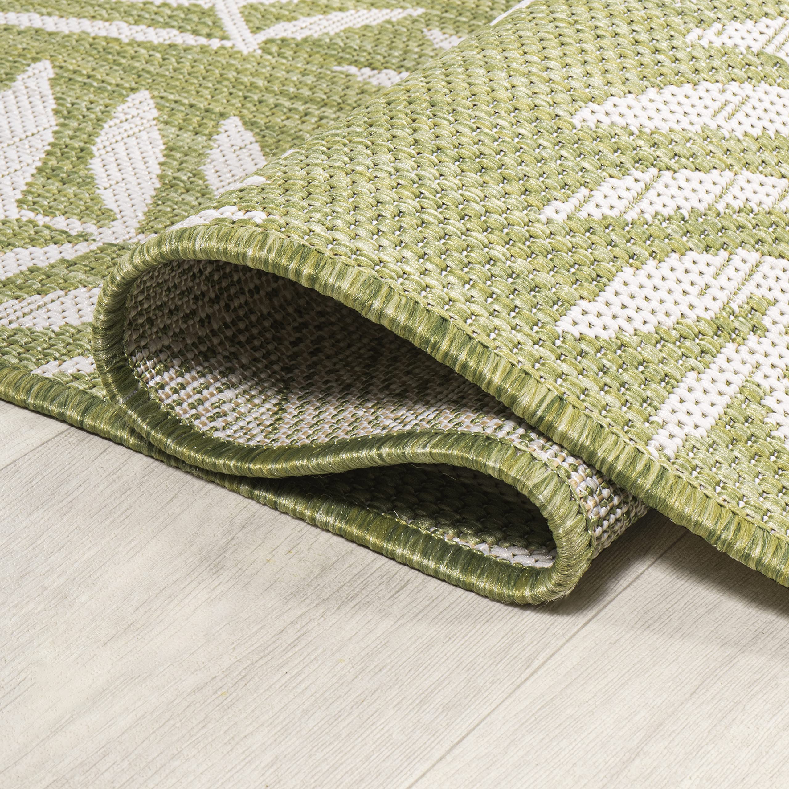 Jonathan Y Smb119D-210 Nevis Palm Frond Indoor Outdoor Area Rug, Coastal Casual Country Easy Cleaning,Bedroom,Kitchen,Backyard,Patio,Non Shedding 2 X 10, Green/Cream