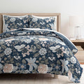 Lush Decor Sydney Reversible Cotton Quilt Navy/Multi 3 Piece Set Full/Queen - Soft Lightweight Printed Floral Bedding Set For Al