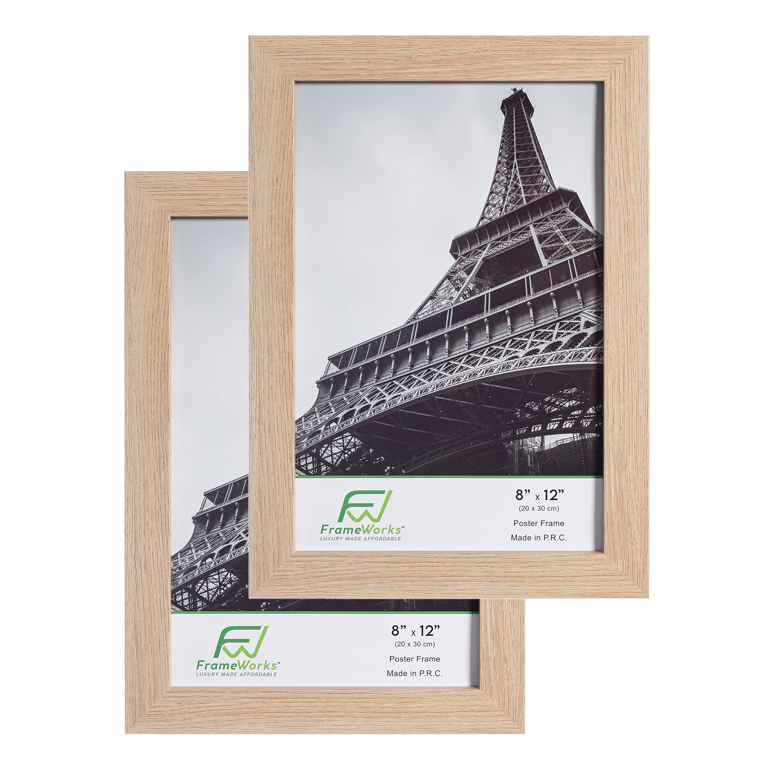 FrameWorks 8    x 12    2-Pack Natural Oak Back-Loading Wooden Poster Frame with Classic Edges