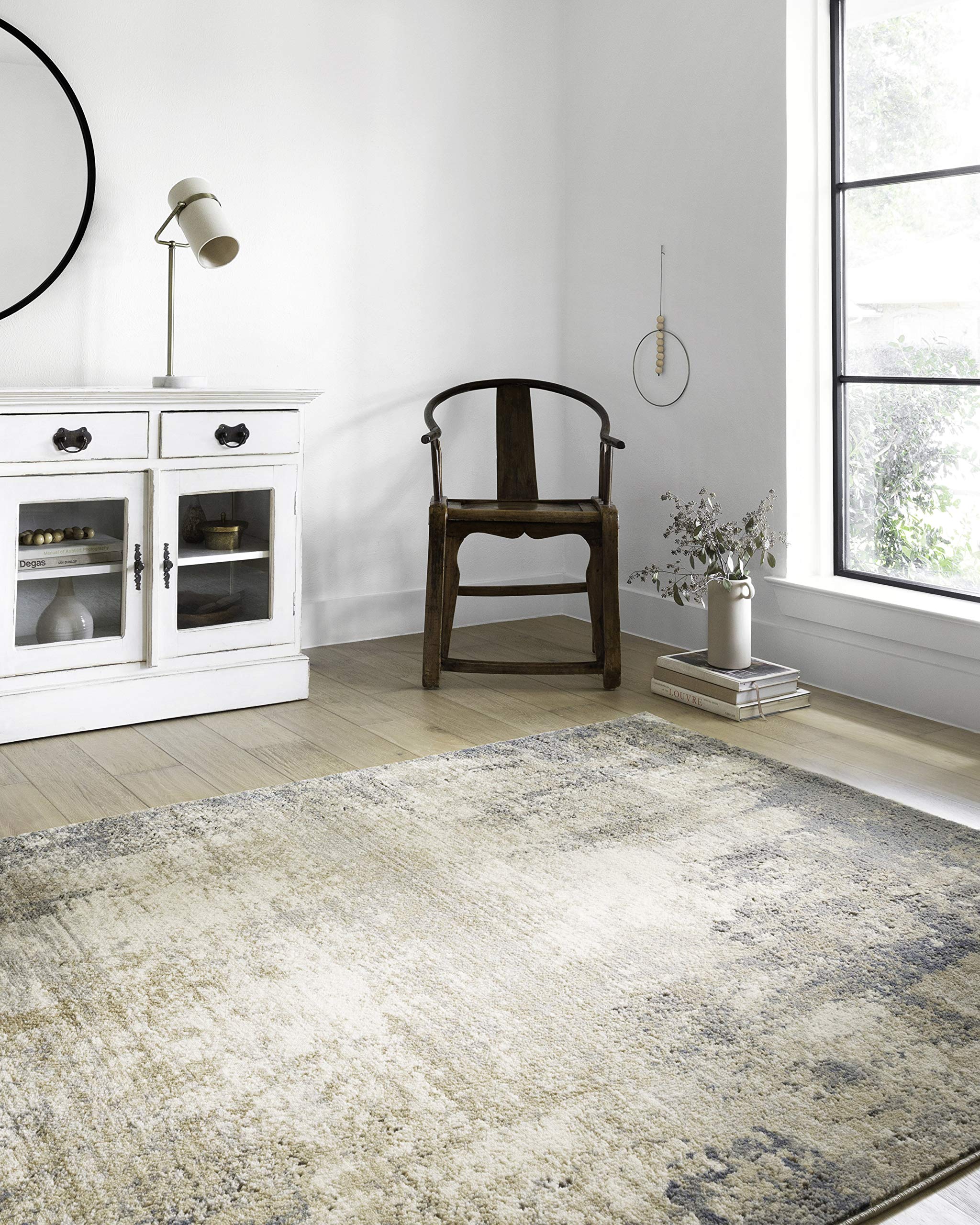 Loloi Teagan Collection 11-6 x 15 Area Rug in Ivory/Mist - Large Area Rug, Soft Neutral Rug, High-Traffic Area Rug for Living 