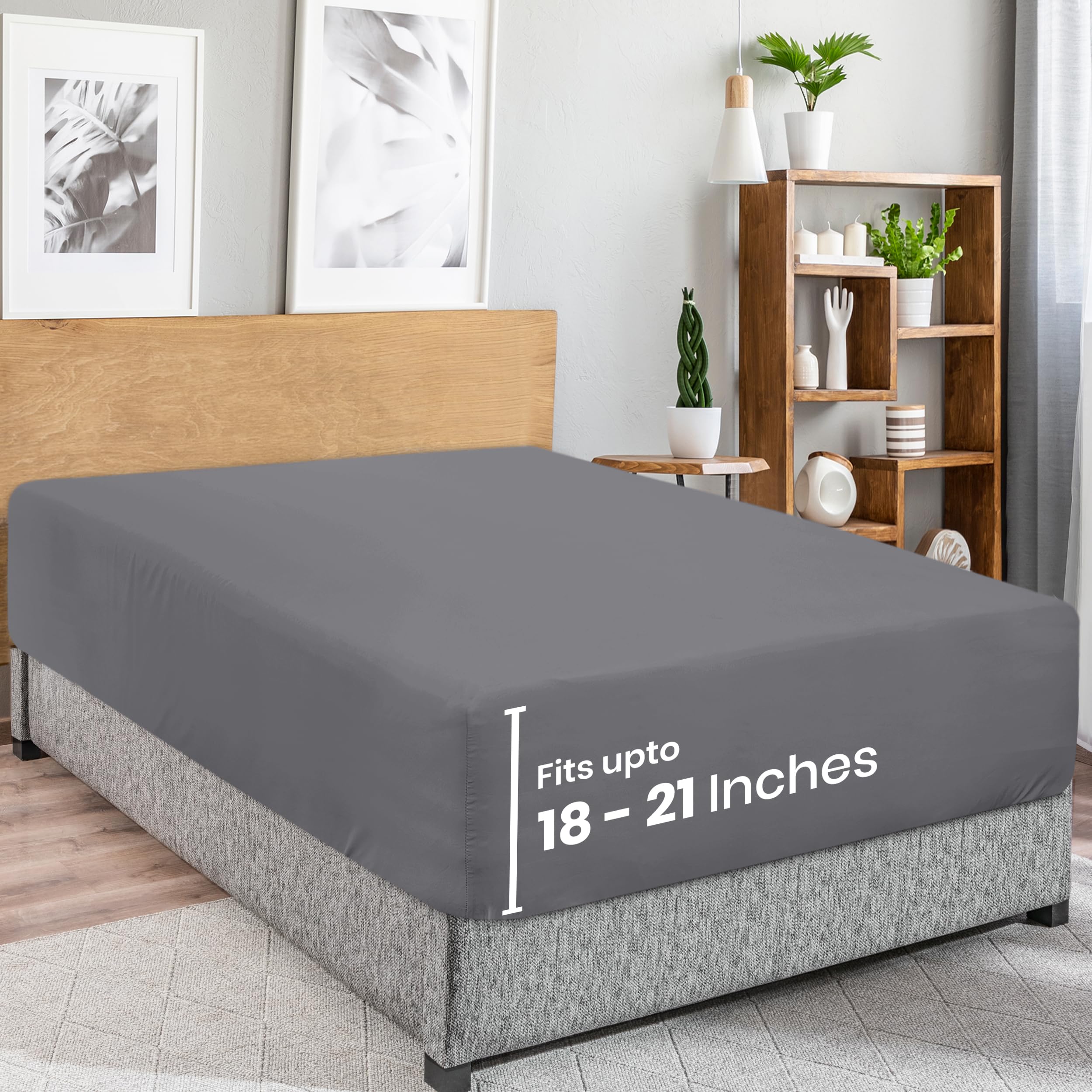 Utopia Bedding Queen Fitted Sheet - Extra Deep Pocket - 21 Inch Deep Pocket - Soft Microfiber -Shrinkage And Fade Resistant-Easy