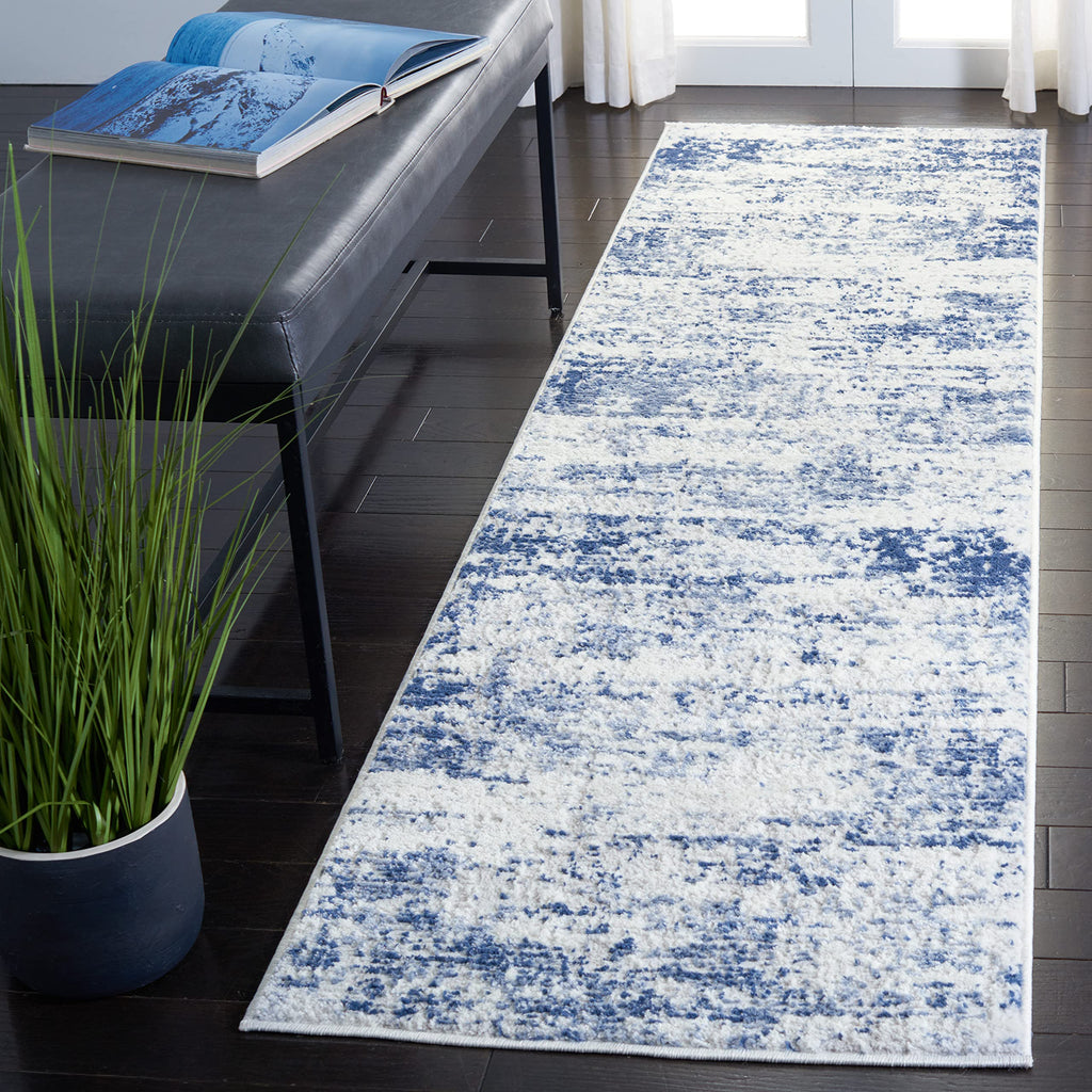 Safavieh Amelia Collection Runner Rug - 2'2'' x 20', Ivory & Navy, Modern Abstract Design, Non-Shedding & Easy Care, Ideal for H