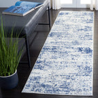 Safavieh Amelia Collection Runner Rug - 2'2'' x 20', Ivory & Navy, Modern Abstract Design, Non-Shedding & Easy Care, Ideal for H