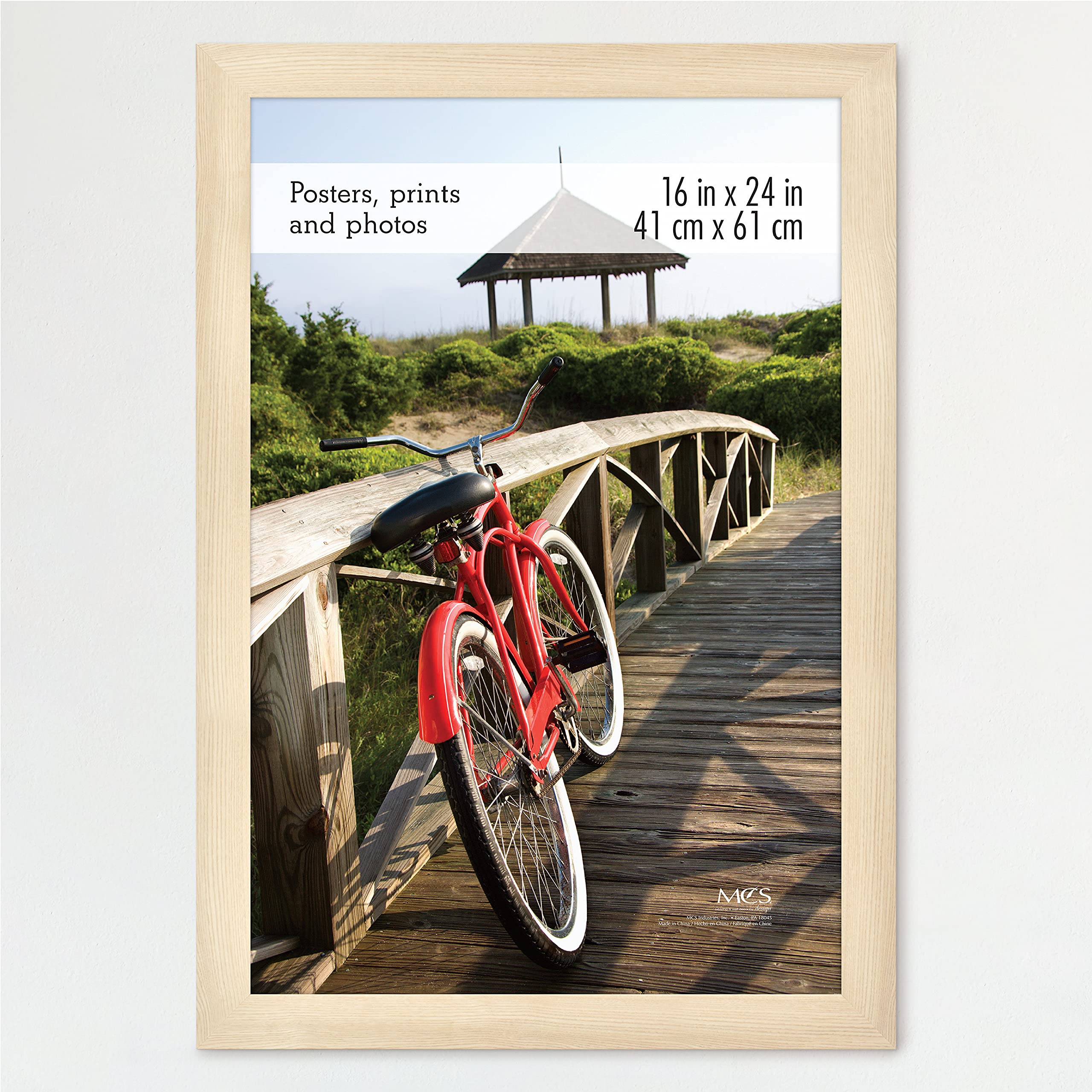 MCS Museum Poster Frame 16x24 Natural Woodgrain, Vertical & Horizontal Wall Hanging Large Picture Frame for Photos, Posters & Ar
