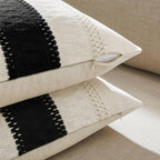 Zeemart 2 Packs Cotton Boho Throw Pillow Covers 16X16 Inch Contrast Black, Soft Farmhouse Decorative Couch Pillow Cases Black Cushion Covers For Sofa Bed Living Room Home Decor