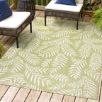Jonathan Y Smb119D-9 Nevis Palm Frond Indoor Outdoor Area Rug, Coastal, Casual, Country Easy Cleaning,Bedroom,Kitchen,Backyard,Patio,Non Shedding, Green/Cream, 9 X 12