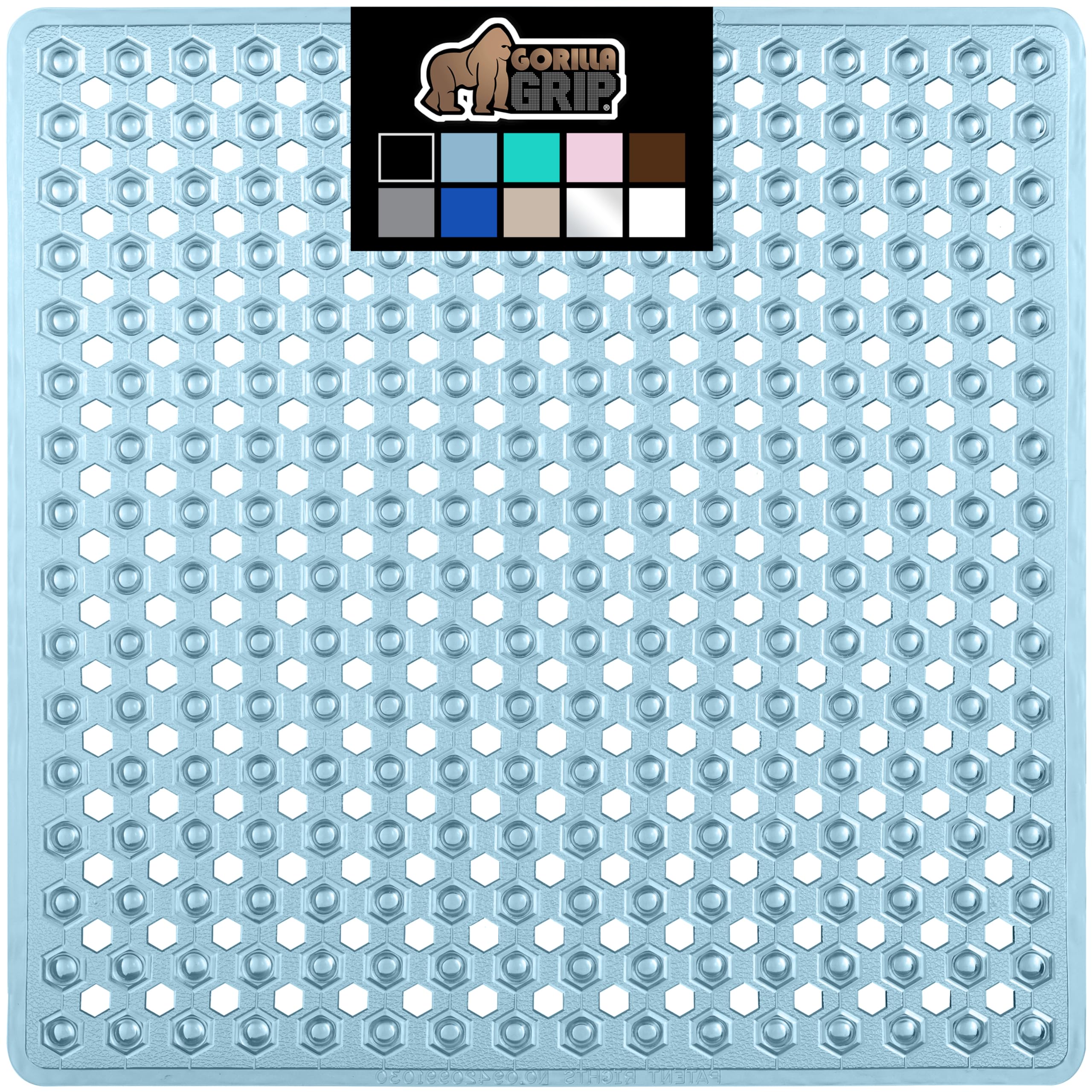 Gorilla Grip Patented Shower and Bathtub Mat, 21x21, Small Square Shower Stall Floor Mats with Suction Cups and Drainage Holes, 