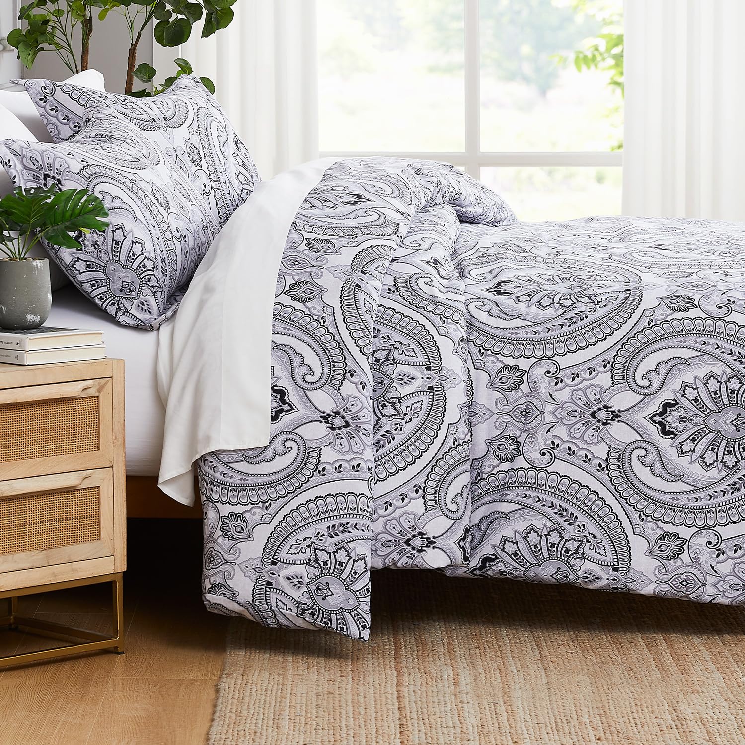 Southshore Fine Living, Inc. Twin Extra Long Comforter Set, Down Alternative Boho Bedding Set, Paisley Print Bedspread, Boho Com