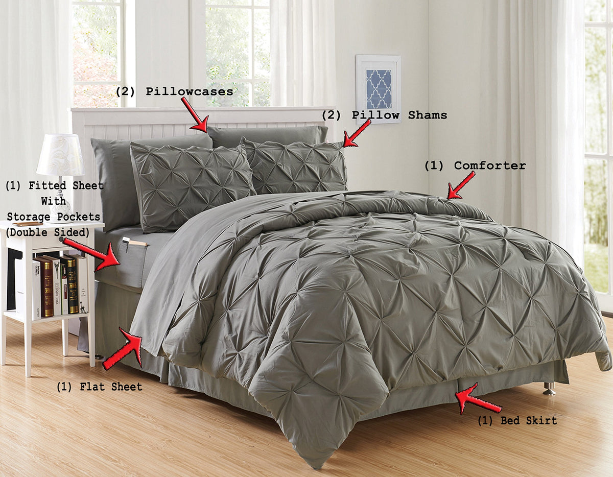 Elegant Comfort Luxury Best, Softest, Coziest 8-Piece Bed-In-A-Bag Comforter Set On Amazon Silky Soft Complete Set Includes Bed Sheet Set With Double Sided Storage Pockets, Full/Queen, Burgundy