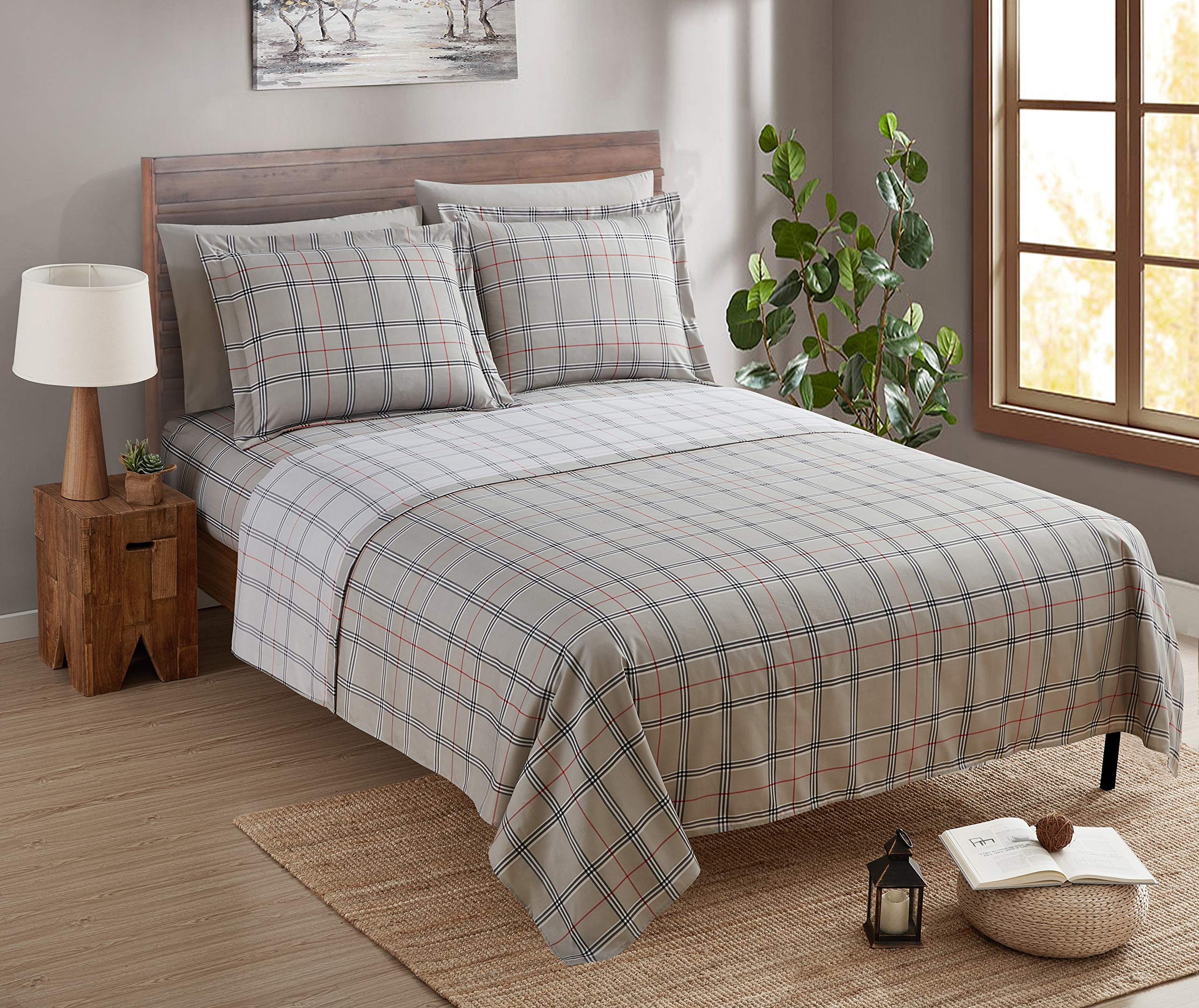 Nestl Printed Queen Sheet Set - 6 Piece Soft Deep Pocket Bed Sheets - 1 Fitted Sheet, 1 Flat Sheet, 2 Pillowcases And 2 Pillow S