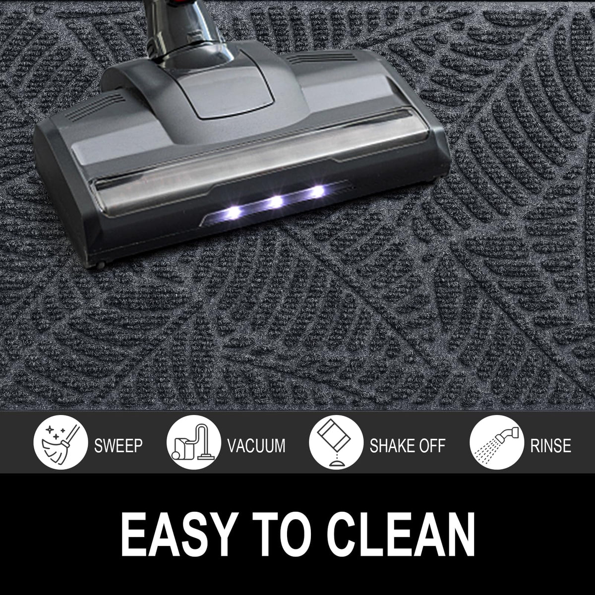 Colorxy Waterproof Doormat, Sturdy Natural Rubber Front Indoor Mat, Non Slip Low Profile Indoor Outdoor Door Mat, Stain And Fade Resistant Floor Mat, Easy Clean Patio Entrance Mat, 30''X17'', Grey