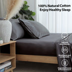 2-Pack Pure Cotton Fitted Sheet Queen Size, 600 Thread Count 16'' Deep Pocket Egyptian Cotton Fitted Sheet (2Pcs, Queen, Dark Gr