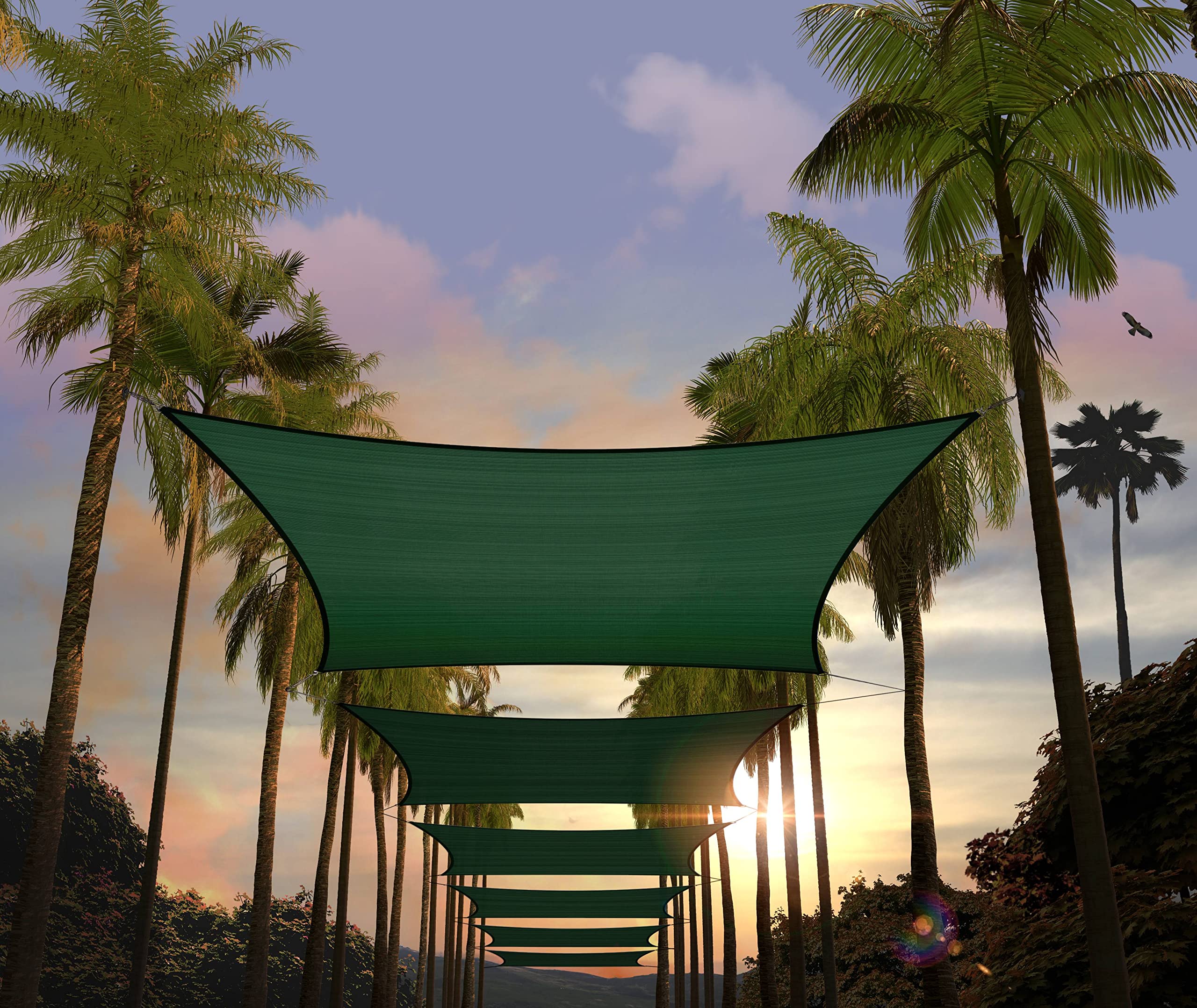 Amgo Custom Size 10' X 20' Green Rectangle Square Sun Shade Sail Upf50+ Agtapr1216, Order To Make Canopy Awning, 95% Uv Blockage