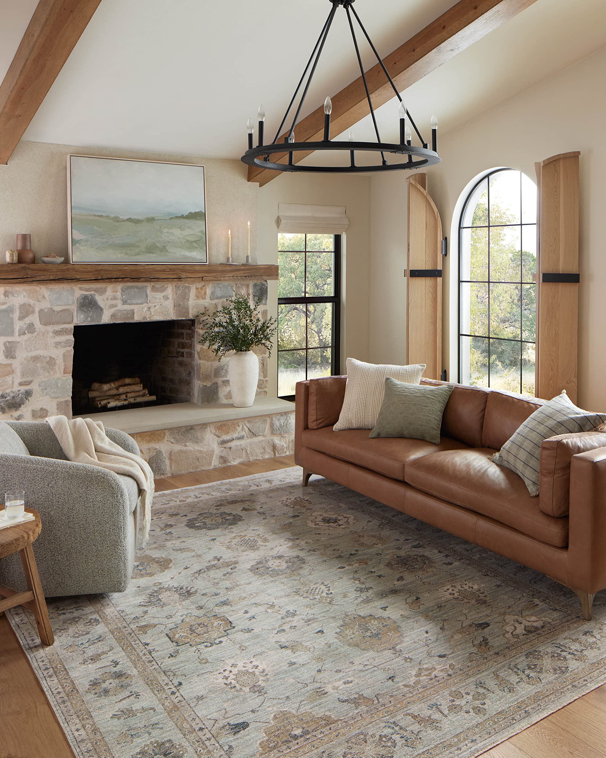 Loloi Magnolia Home by Joanna Gaines x Millie Sky/Gold 5-3 x 7-6 Area Rug