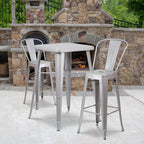 Commercial Grade 30 High Silver Metal Indoor-Outdoor Barstool with Removable Back