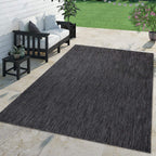 Solid Outdoor Rug For Patio Or Balcony Waterproof In Mottled Anthracite, Size: 5'3' Round