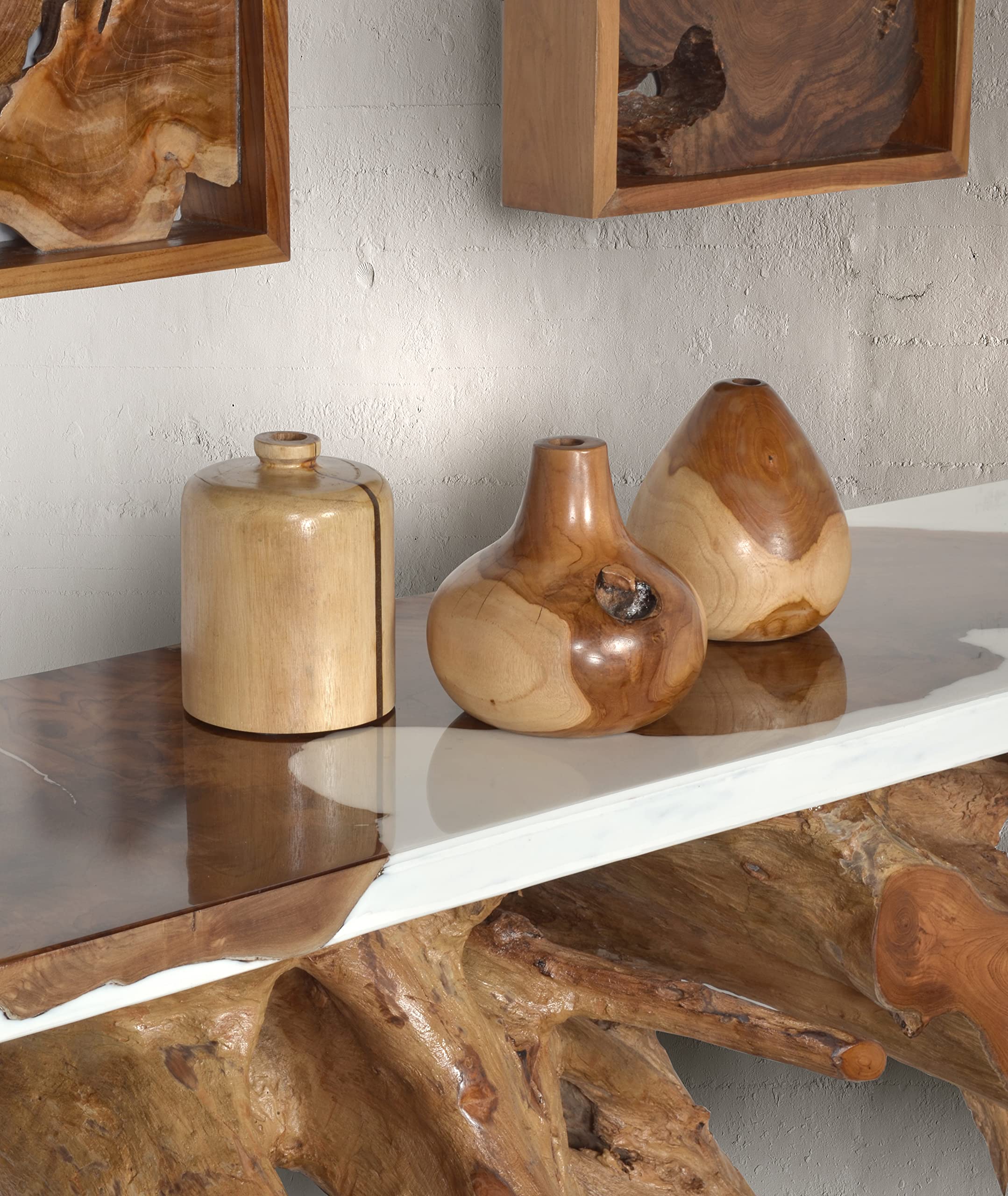 Afd Home Teak Wood Mini Vases Set Of 3