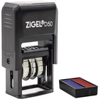 Zigel D50 Date Stamp With Your Custom Text - Self Inking Date Stamp - Blue/Red