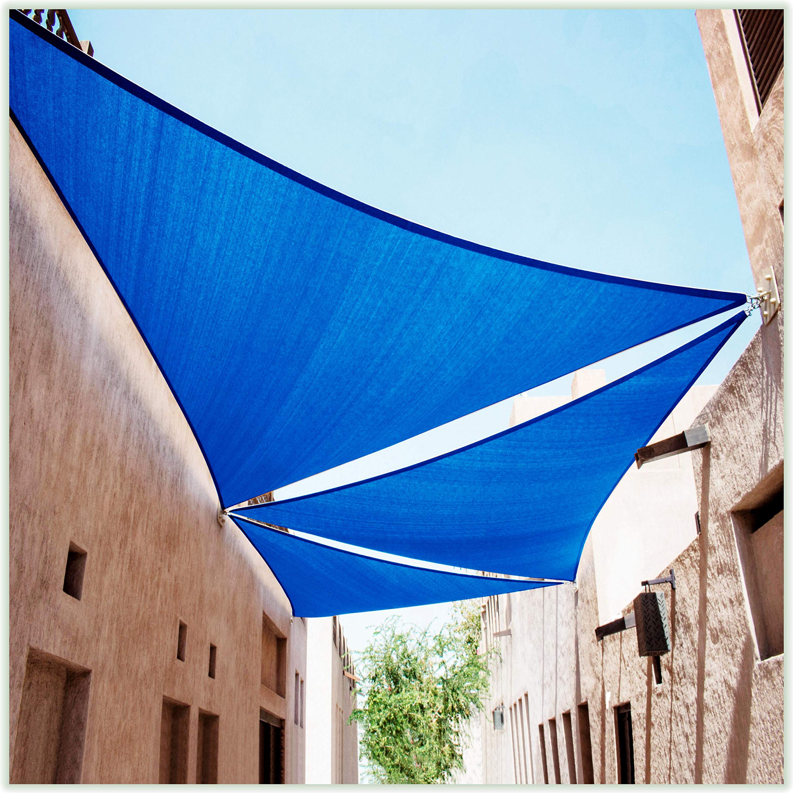 Colourtree Ctapt14 Custom Size Order To Make 12' X 15' X 19.2' Blue Right Triangle Sun Shade Sail Canopy Mesh Fabric Uv Block Up