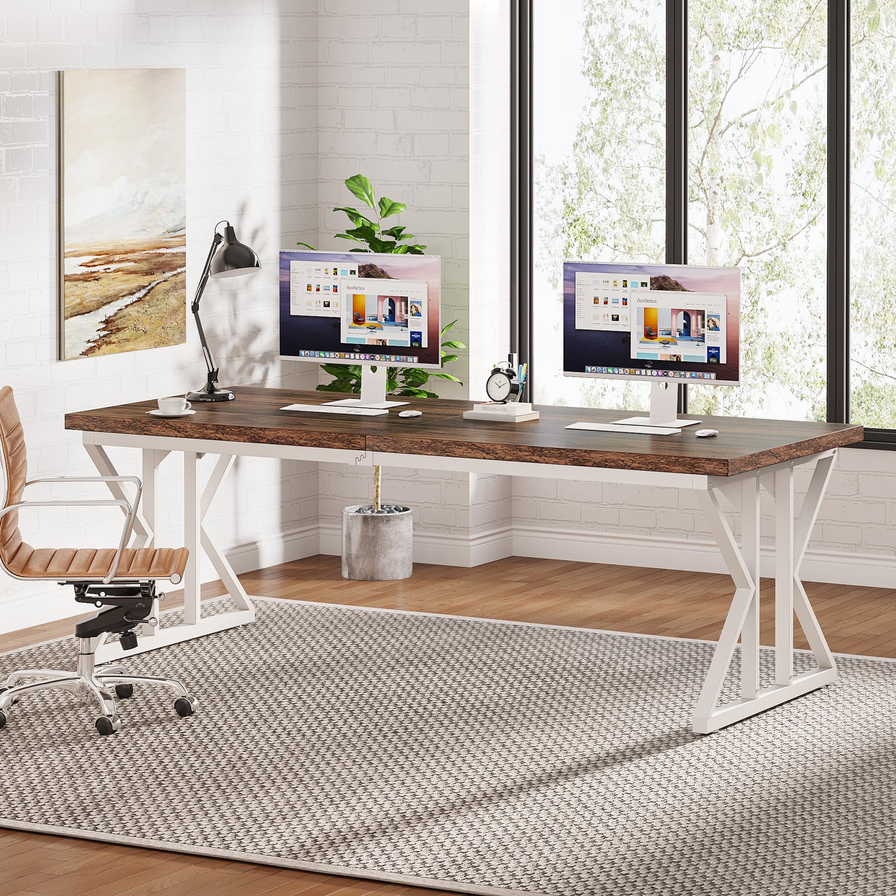 Tribesigns 78.7-Inch Executive Desk, Large Computer Office Desk Workstation, Modern Simple Style Laptop Desk Study Writing Table
