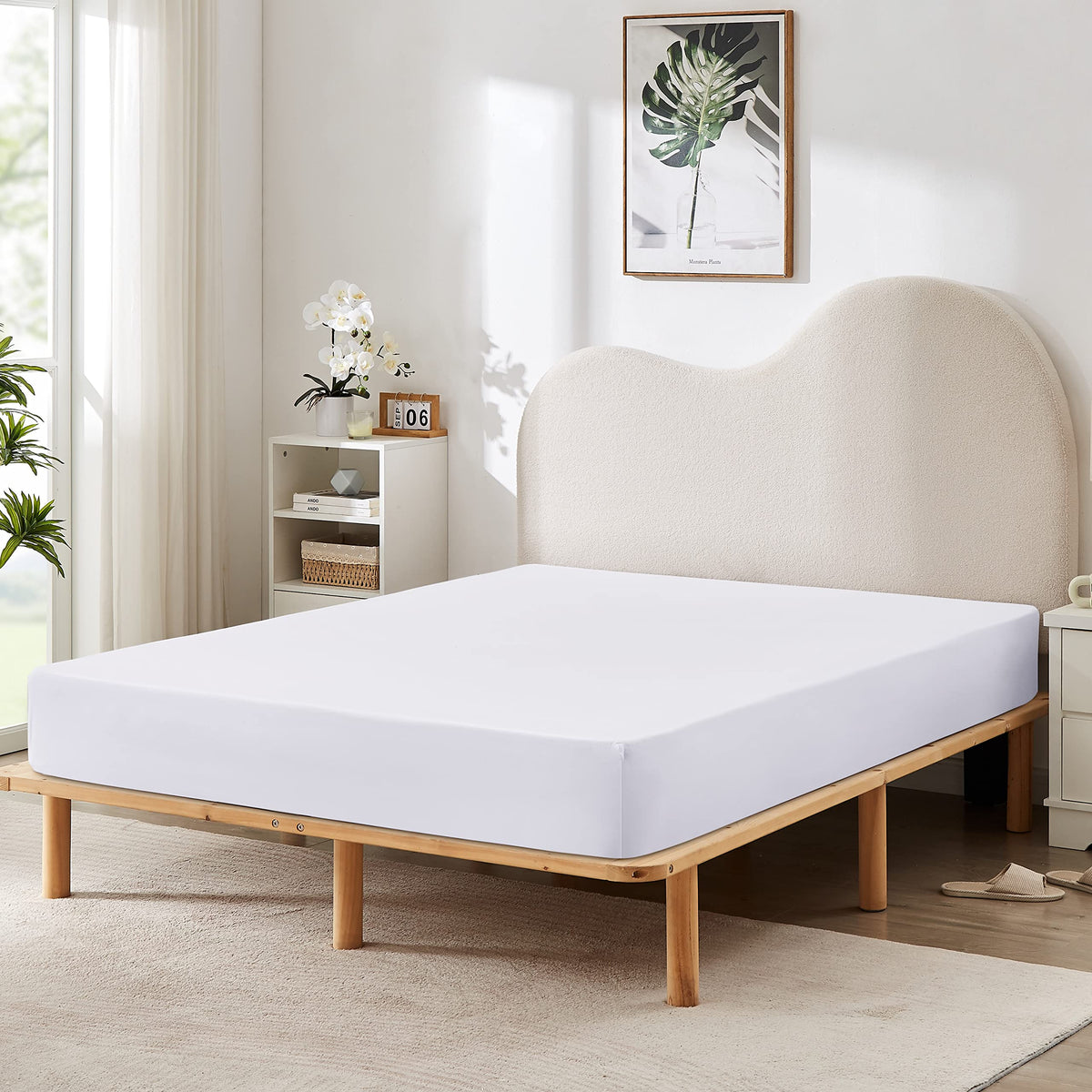 Hbhlfz King Fitted Sheet Only, Soft Breathable Bottom Sheet  78inchX80inch Deep Pockets King Size Fitted Sheet  All Around Stretch F