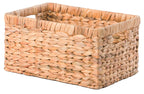 Natural Woven Water Hyacinth Wicker Rectangular Storage Bin Basket With Handles, Medium