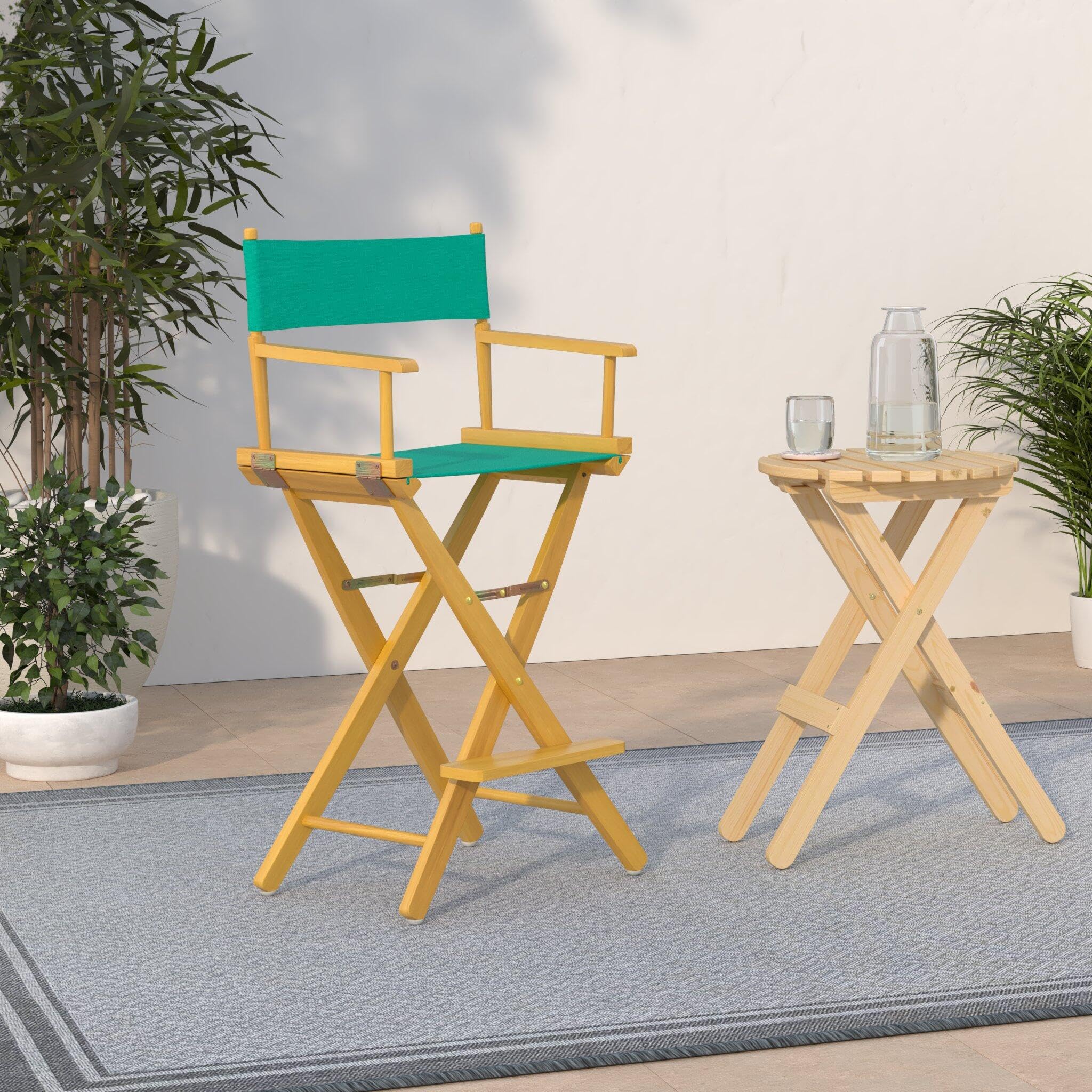 Casual Home 30" Director'S Chair Natural Frame-With Teal Canvas, Bar Height