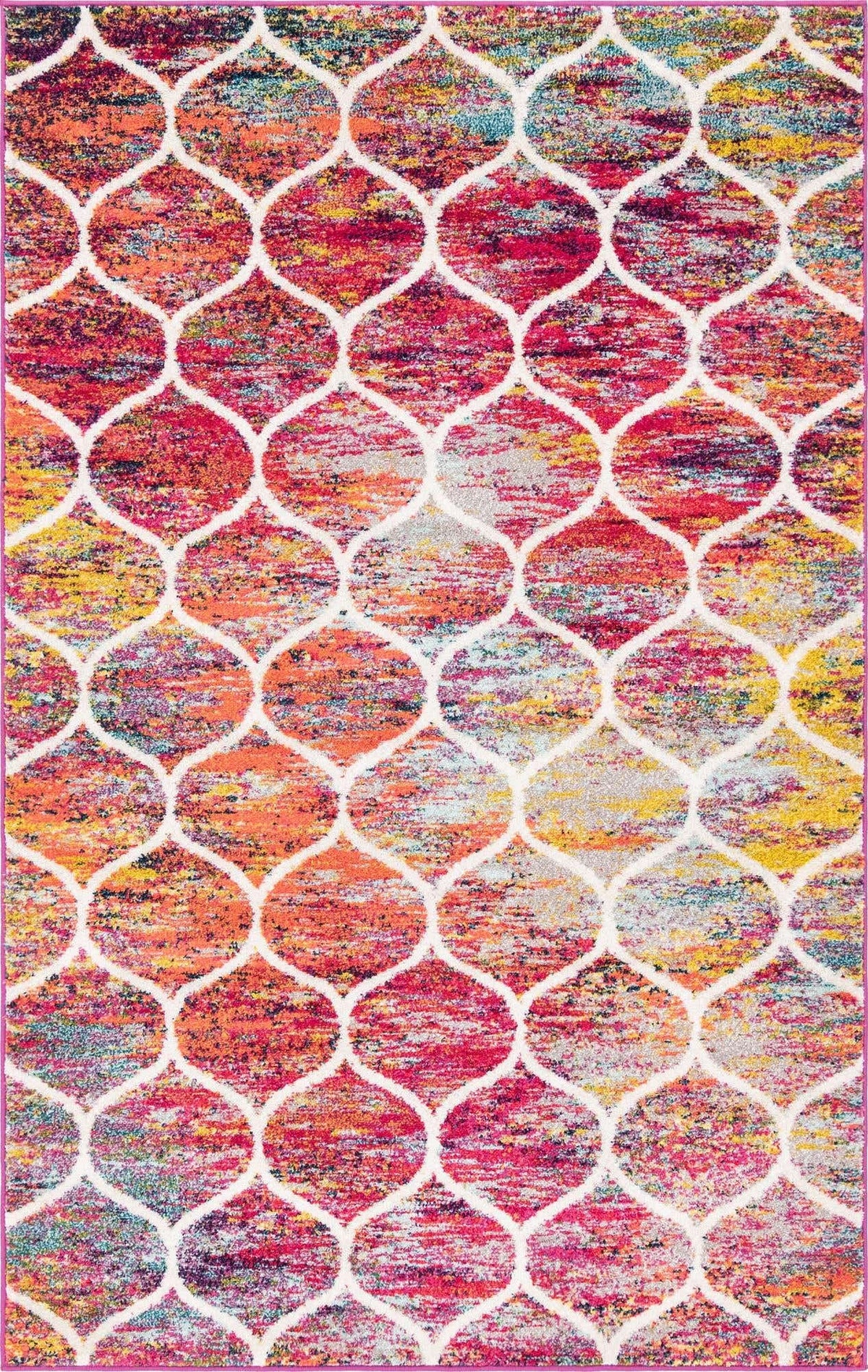 Unique Loom Trellis Frieze Collection Area Rug - Rounded (5 x 8, Multi/ Black)