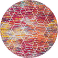 Unique Loom Trellis Frieze Collection Area Rug - Geometric (8 Round, Multi/ Ivory)