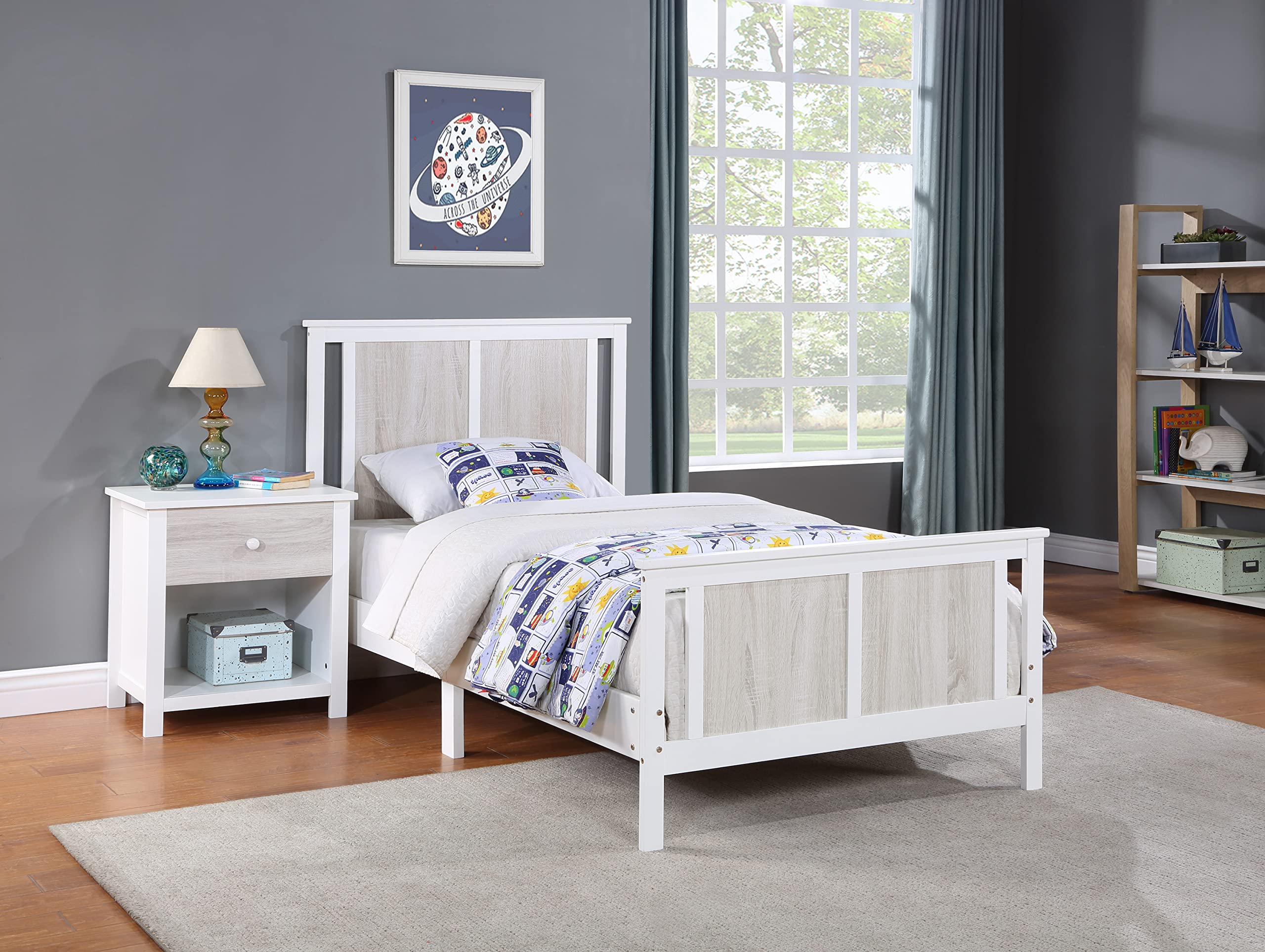 Olive & Opie Connelly Twin Bed in White/Rockport Gray