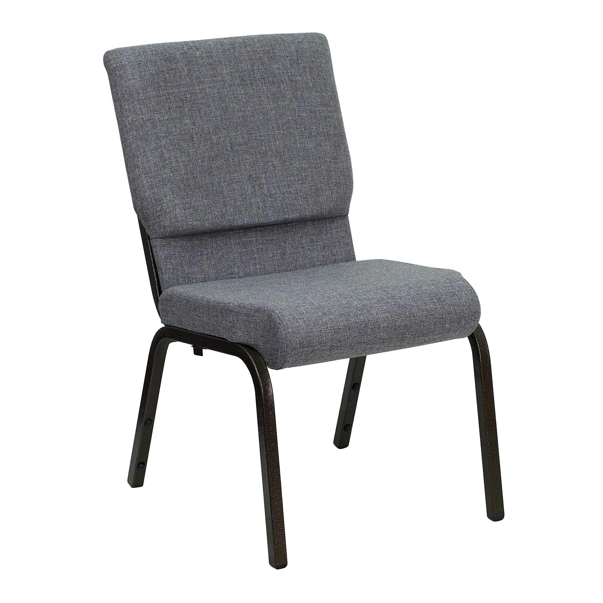 4 Pk. 18.5W Gray Fabric Stacking Church Chair - Gold Vein Frame