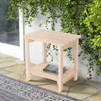 Shine Company Providence Rectangular Solid Wood Side Table, Outdoor Adirondack Small Patio Table – Natural