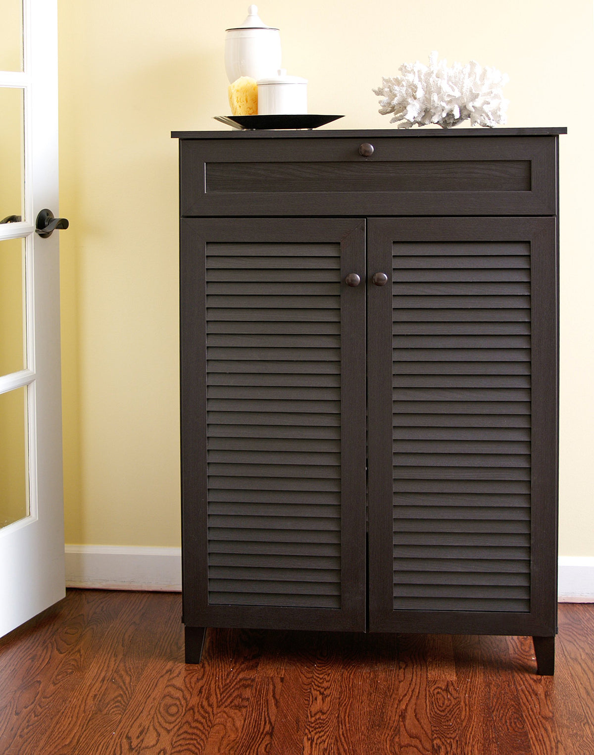 Baxton Studio Harding Shoe-Storage Cabinet, Espresso