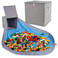 SAM AND MABEL Toy Storage Organizer with Play Mat - 13 x 13 x 13 Storage Box for Kids Playroom, Stackable and Foldable Nursery 
