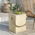 Sunbury Outdoor Side Table, Concrete Side Table For Patio,18'H Small Outdoor Side Table End Tale W Hemp Rope, Indoor & Patio Accent Table Coffee Table Warm Gray, Ceramic Side Table Garden Plant Stands