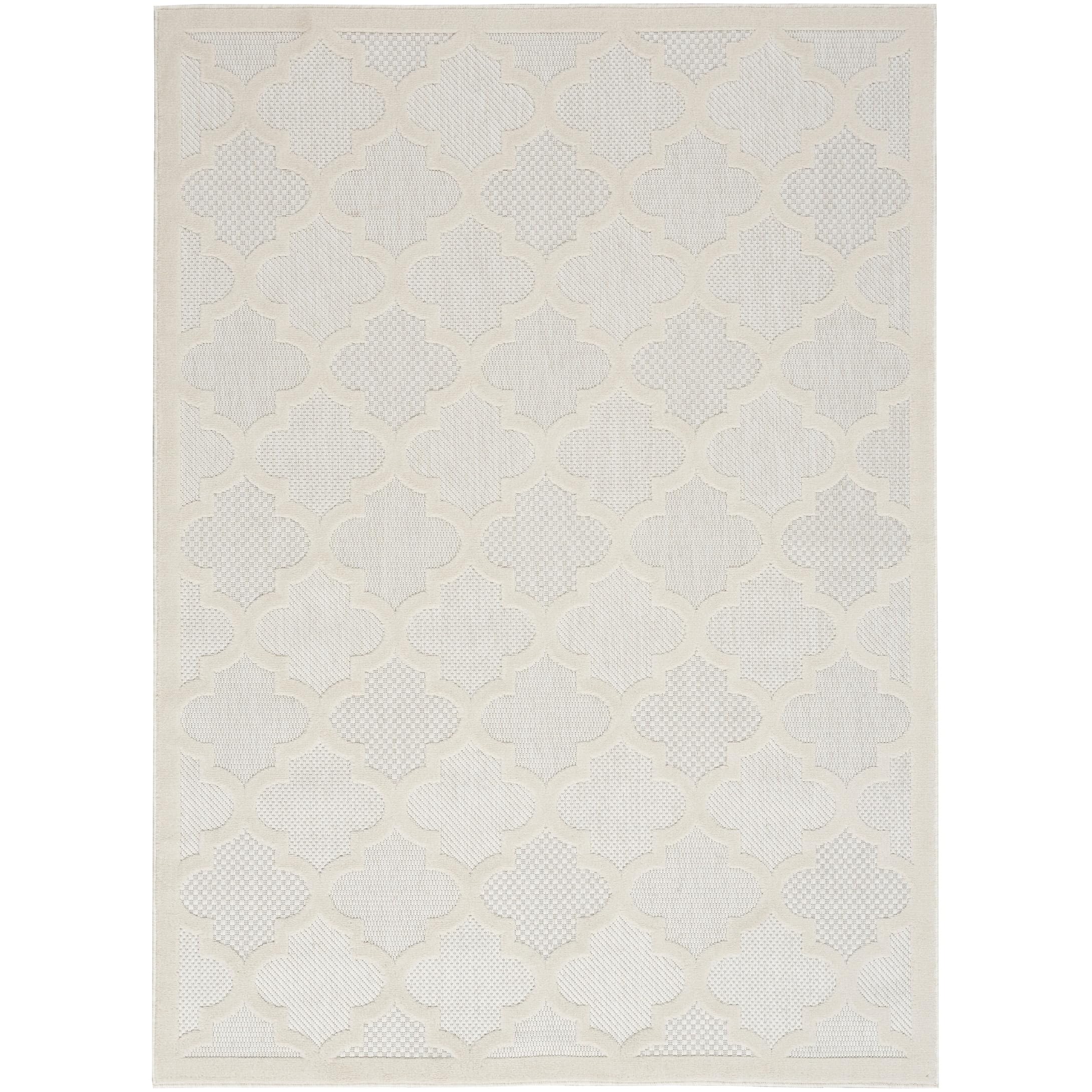 Nourison Easy Care Indoor/Outdoor Ivory/White 2' X 4' Area Rug, Easy Cleaning, Non Shedding, Bed Room, Living Room, Dining Room,