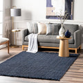 nuLOOM 6x9 Daniela Jute Tassel Hand Woven Area Rug, Navy, Solid Chunky Farmhouse Design, Natural Fiber, For Bedroom, Dining Room