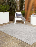 Unique Loom Outdoor Solid Collection Area Rug (7' 10'' X 10' Rectangle Light Gray/Ivory)