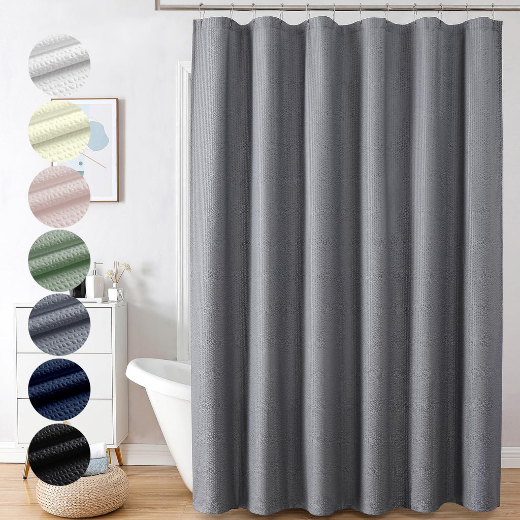 Ovzme Berry Grey Extra Long Shower Curtain 72 X 84 Inch, 3D Embossed Textured Fabric Shower Curtain For Bathroom, Hotel Spa Bath