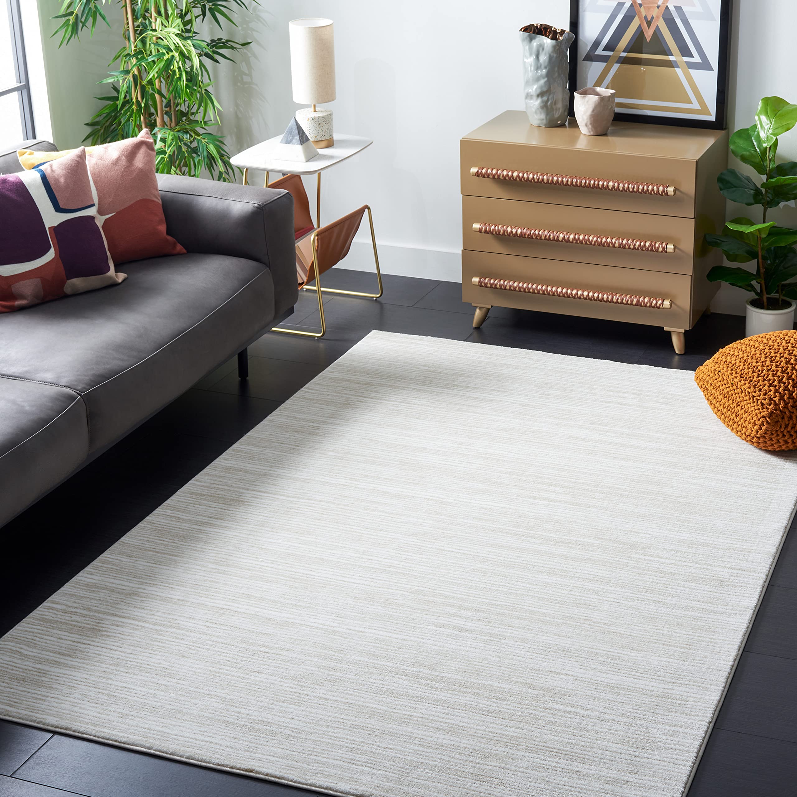 Safavieh Vision Collection Area Rug - 3 Square, Ivory, Modern Ombre Tonal Chic Design, Non-Shedding & Easy Care, Ideal for High