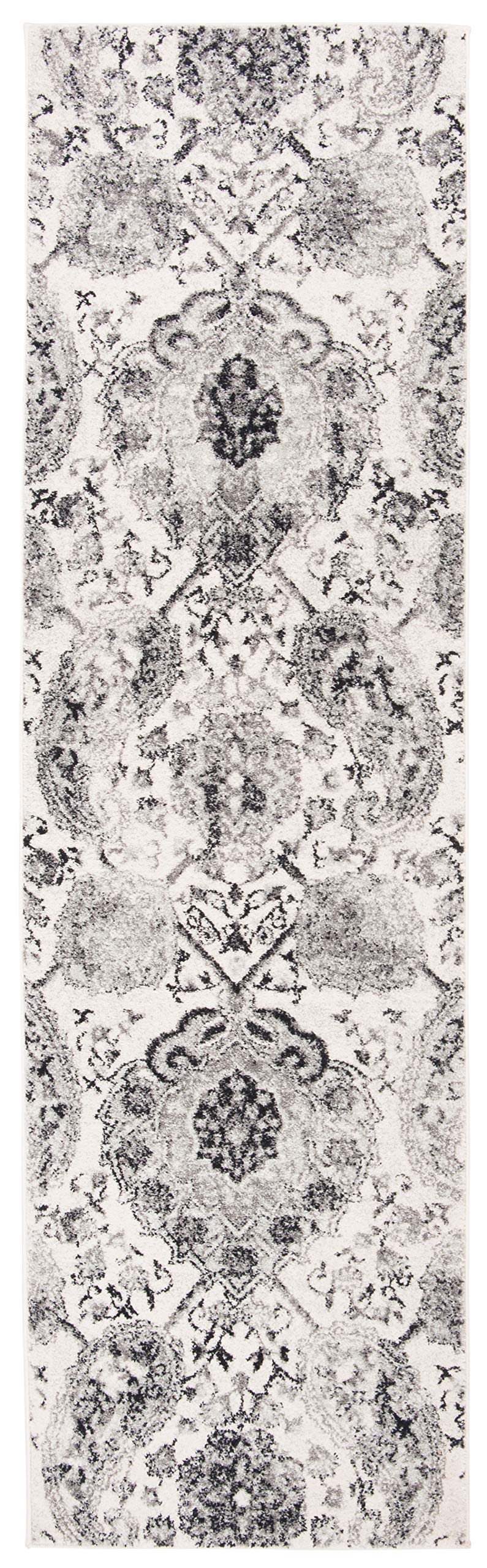 Safavieh Madison Collection Runner Rug - 2'3'' X 10', Cream & Silver, Boho Chic Glam Paisley Design, Non-Shedding & Easy Care, I