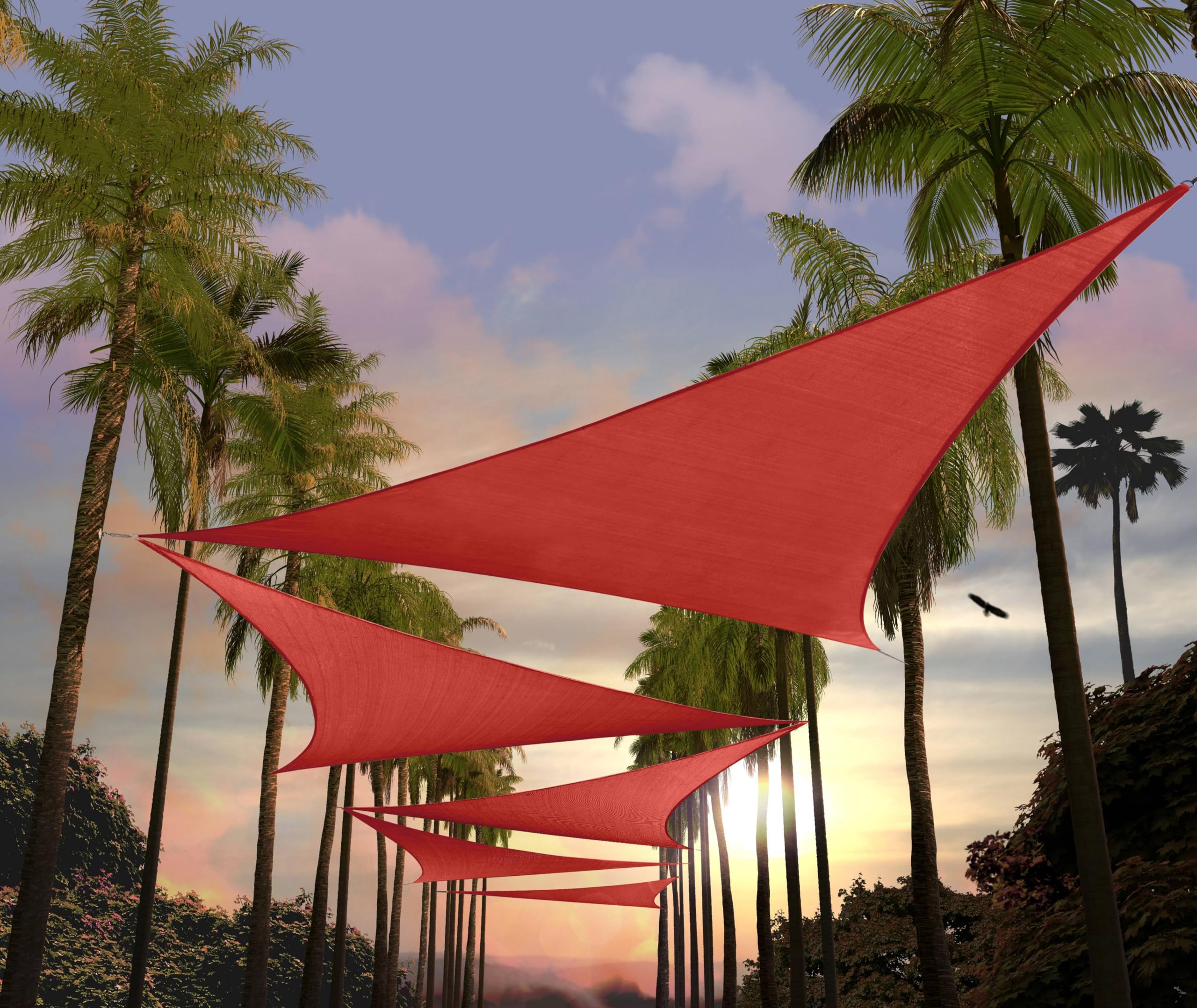 Amgo 20' X 20' X 28.3'Red Right Triangle Sun Shade Sail Outdoor Canopy Awning Upf50+ Agtaprt20, 95% Uv Blockage, Water & Air Per