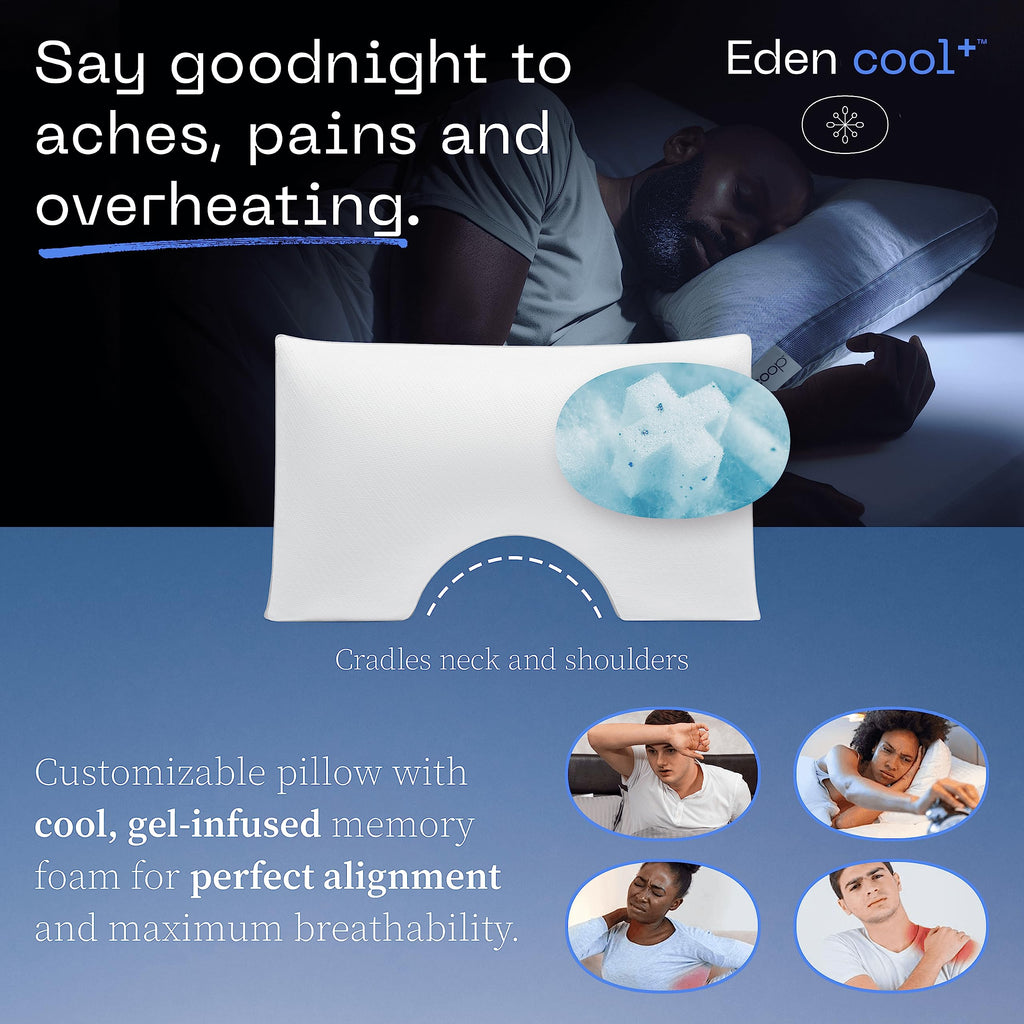 Coop Home Goods Eden Cool+ Cut-Out Adjustable Pillow Queen With Cooling Gel & Shoulder Cut-Out For Head Support, Side Sleeper Pi