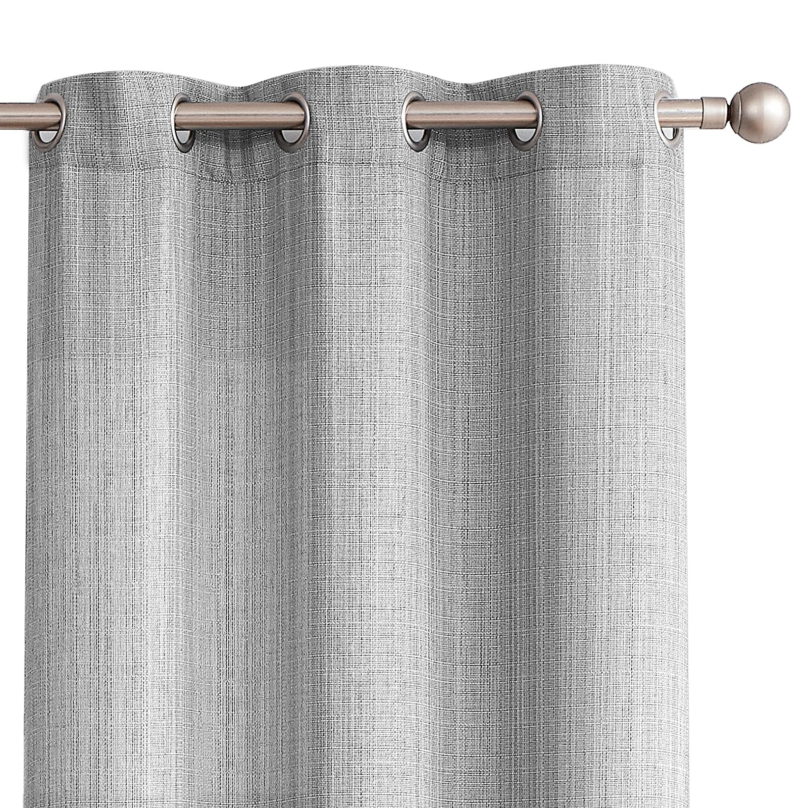 jinchan Grey Linen Textured Curtains 84 Inch Long 2 Panels for Living Room Grommet Top Light Filtering Window Drapes for Bedroom