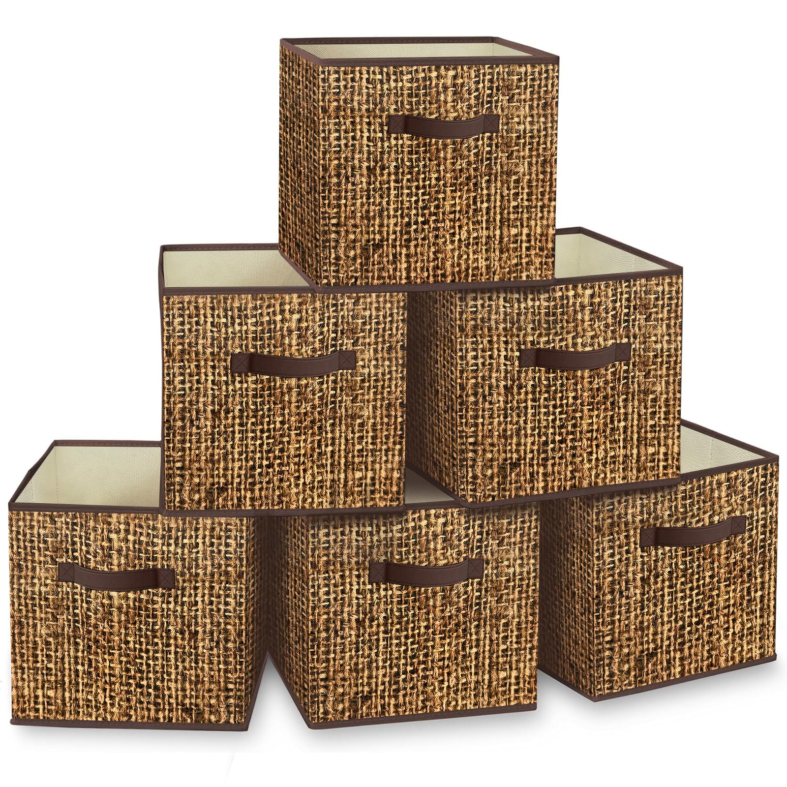 homyfort 12x12 Cube Storage Bins - Fabric Cubby Bins with Dual Handles, Collapsible Storage Organizer for Shelf, Closet, Nursery