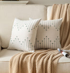 Caflife Boho Throw Pillow Covers 24X24 Set Of 2 Decorative Pillows For Bed, Neutral Pillow Covers Beige With Green Line Throw Pi