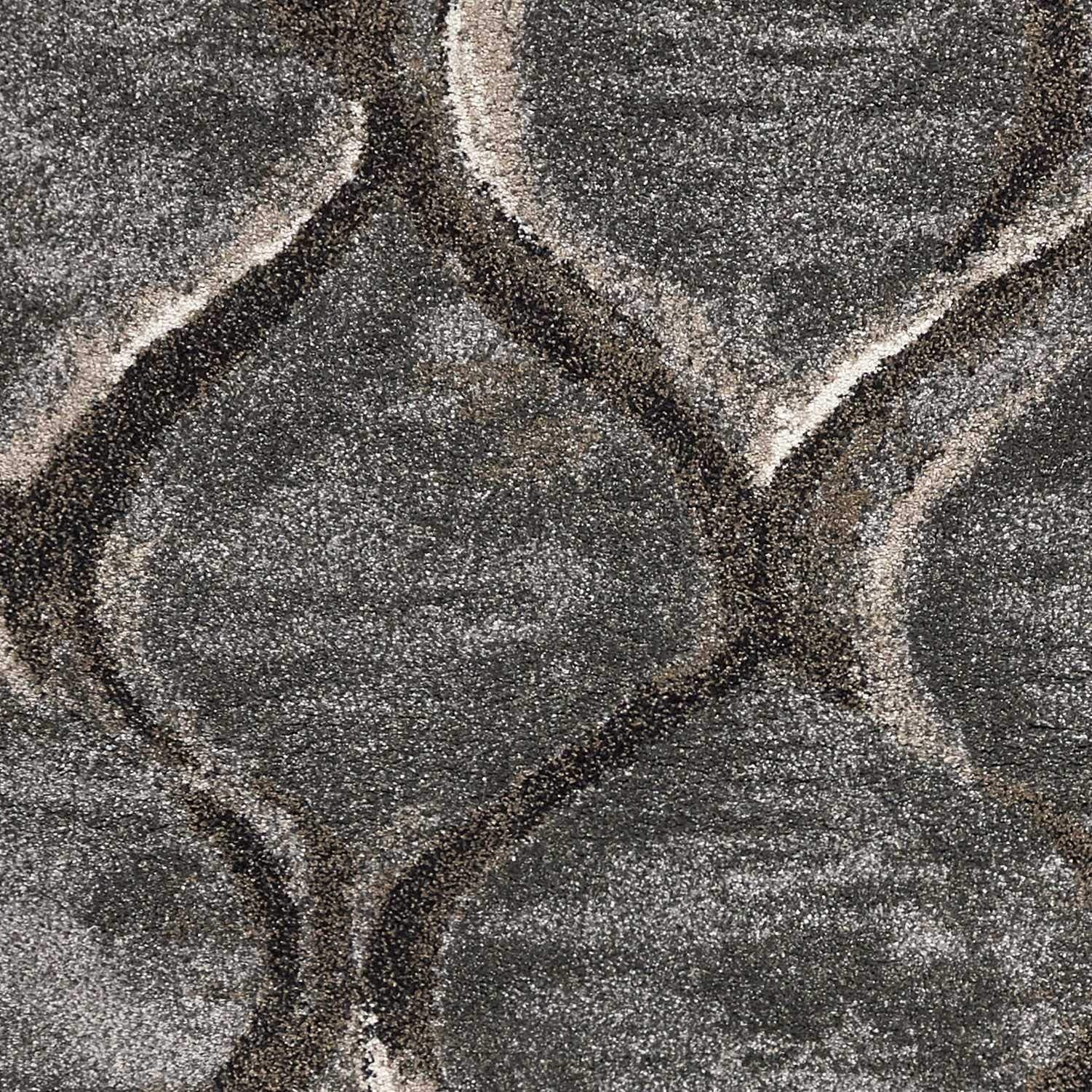 HomeRoots Polypropylene 5'x8' Charcoal Grey Machine Woven Ogee Indoor Area Rug