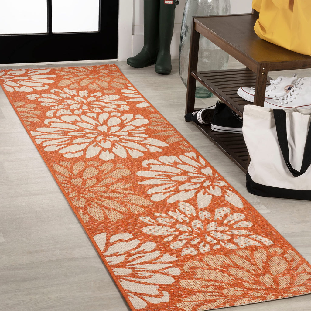 Jonathan Y Smb110E-28 Zinnia Modern Floral Textured Weave Indoor Outdoor Area Rug, Bohemian Coastal Mediterranean Easy Cleaning,